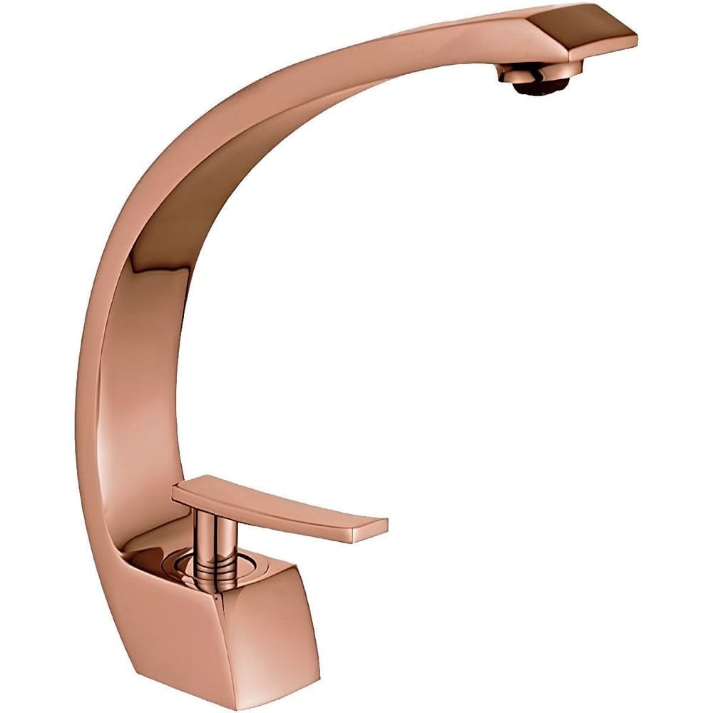 Torneira Banheiro Monocomando Cascata Curva Rosê Gold Luxo