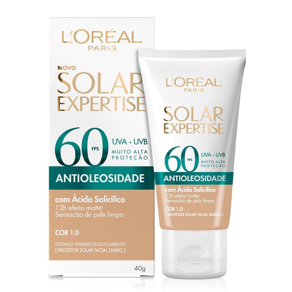 Protetor Solar Facial L`Oréal Paris Solar Expertise Antioleosidade FPS 60 Cor 1.0 Clara 40g