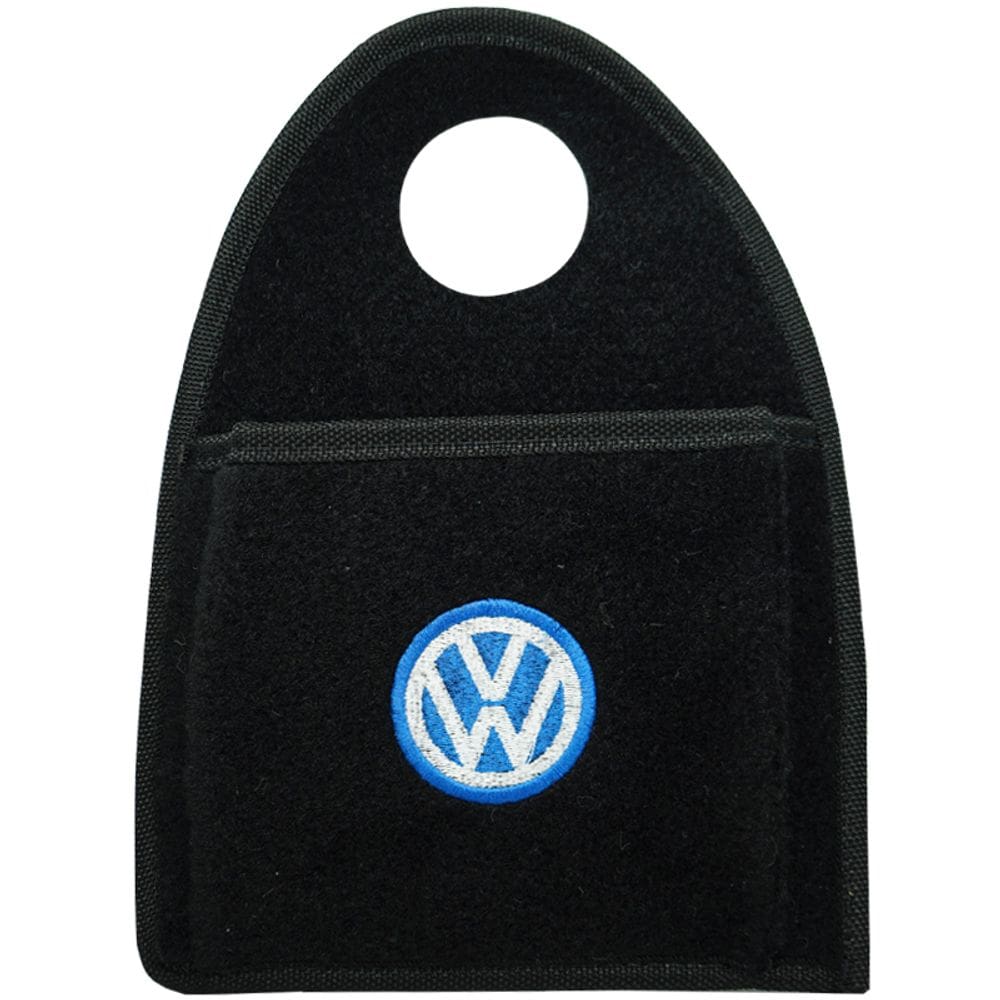 Lixeira Lixinho Automotiva Carro Carpete Logo Bordado Volkswagem para Câmbio Preta
