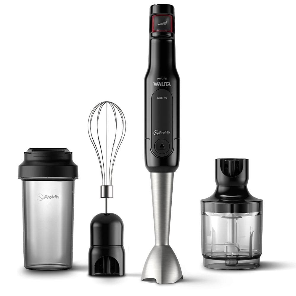Mixer Vertical Philips Walita Pro Mix 400W Preto e Inox - Mixer/Processador/Batedor e Copo 220V