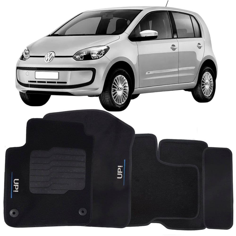 Tapete Carpete Up 2014 à 2021 Preto Logo Bordado Jogo 5 Peças Ecotap S4291 Automotivo Soft