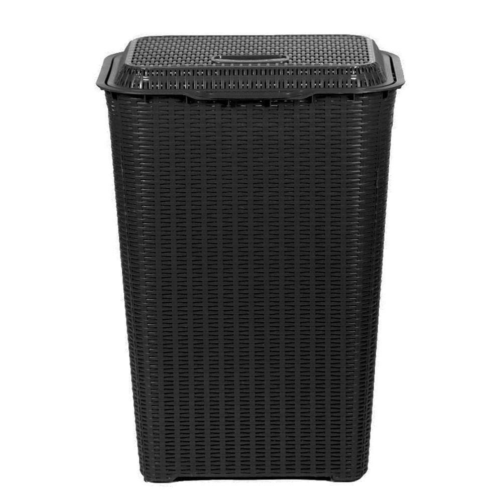 Cesto Roupa Suja Retangular 72 Lts Rattan Tampa Preto