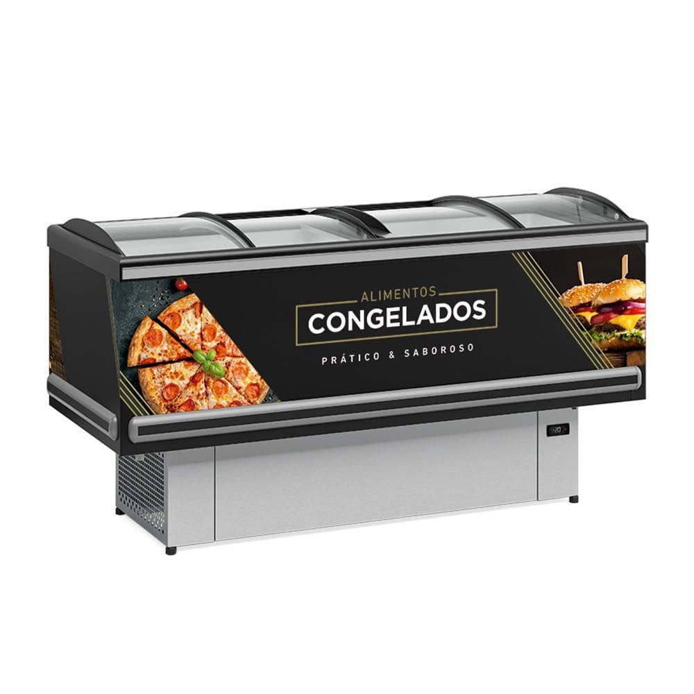 Expositor Ilha Gelopar Para Congelados Premium 520 Litros Preto 220V GESV-190CL