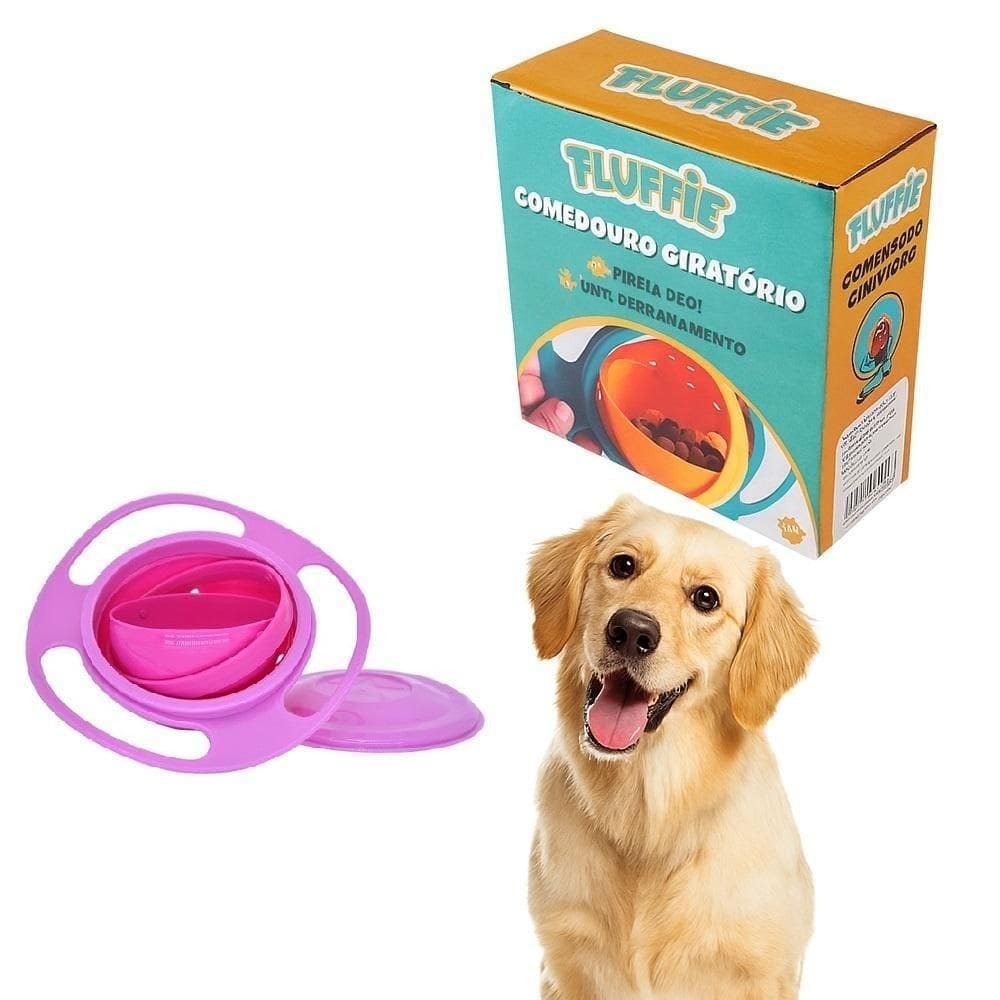 Comedouro Giratorio Portatil Tigela Pet Rosa Prato Anti Bagunca Animais Domesticos Cachorro Gato Versatilidade E Confort