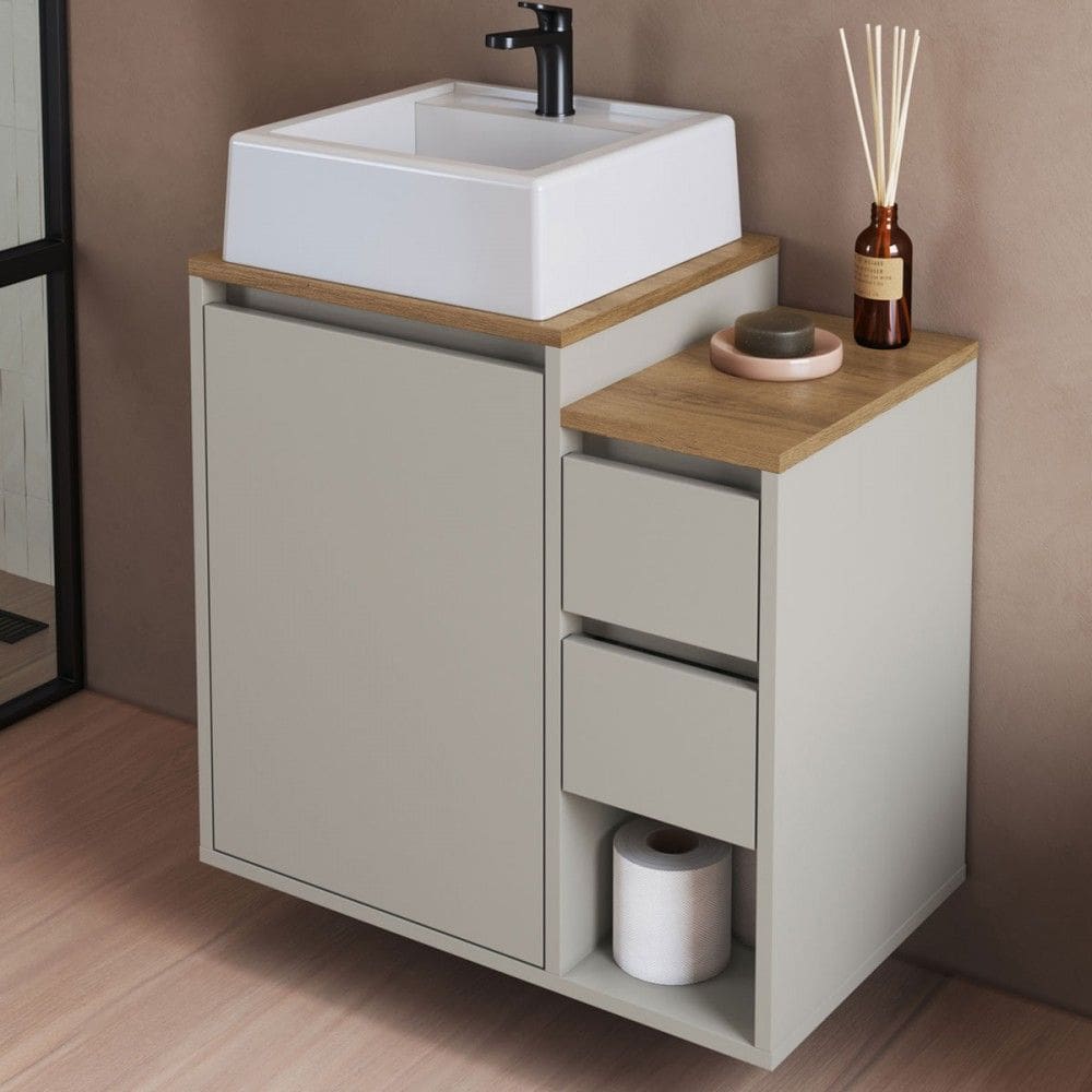 Armário de Banheiro Bahamas 1 Porta 2 Gavetas com Cuba Arenas - Art In Móveis