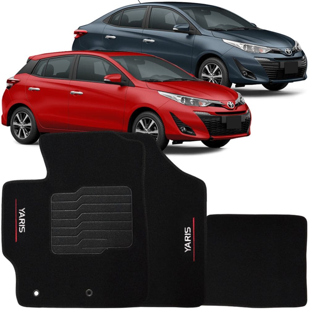 Jogo de Tapete Automotivo Carpete Toyota Yaris 2018 à 2019 Soft Logo Bordado 3 Peças
