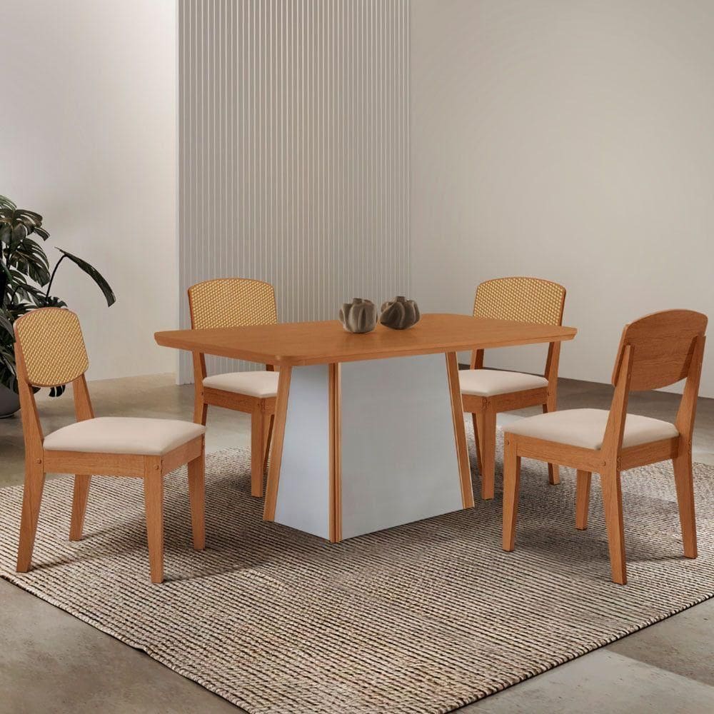 Mesa Jantar Diane 4 Cadeiras Copper Pre Moderna Veludo