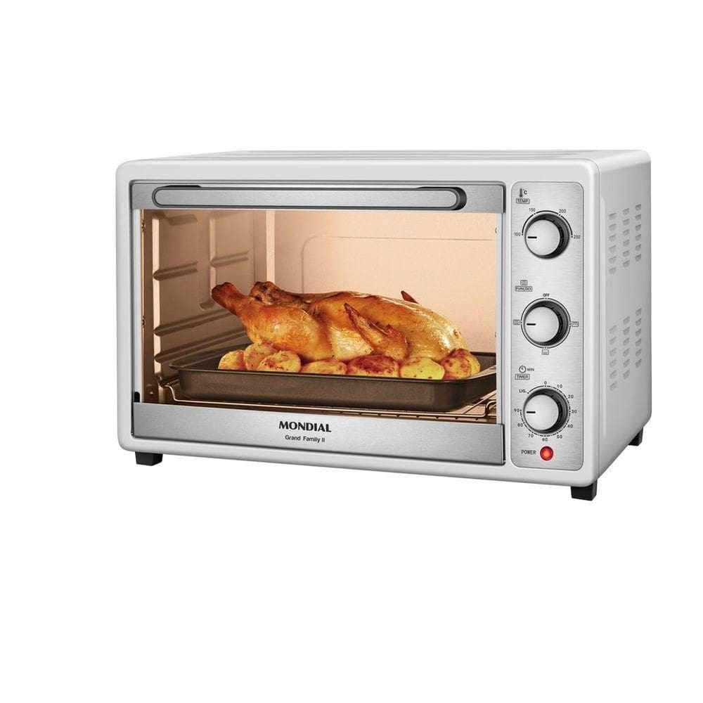 Forno Elétrico Mondial 52L Grand Family II 1800W FRN-52-W Branco/Inox 110V