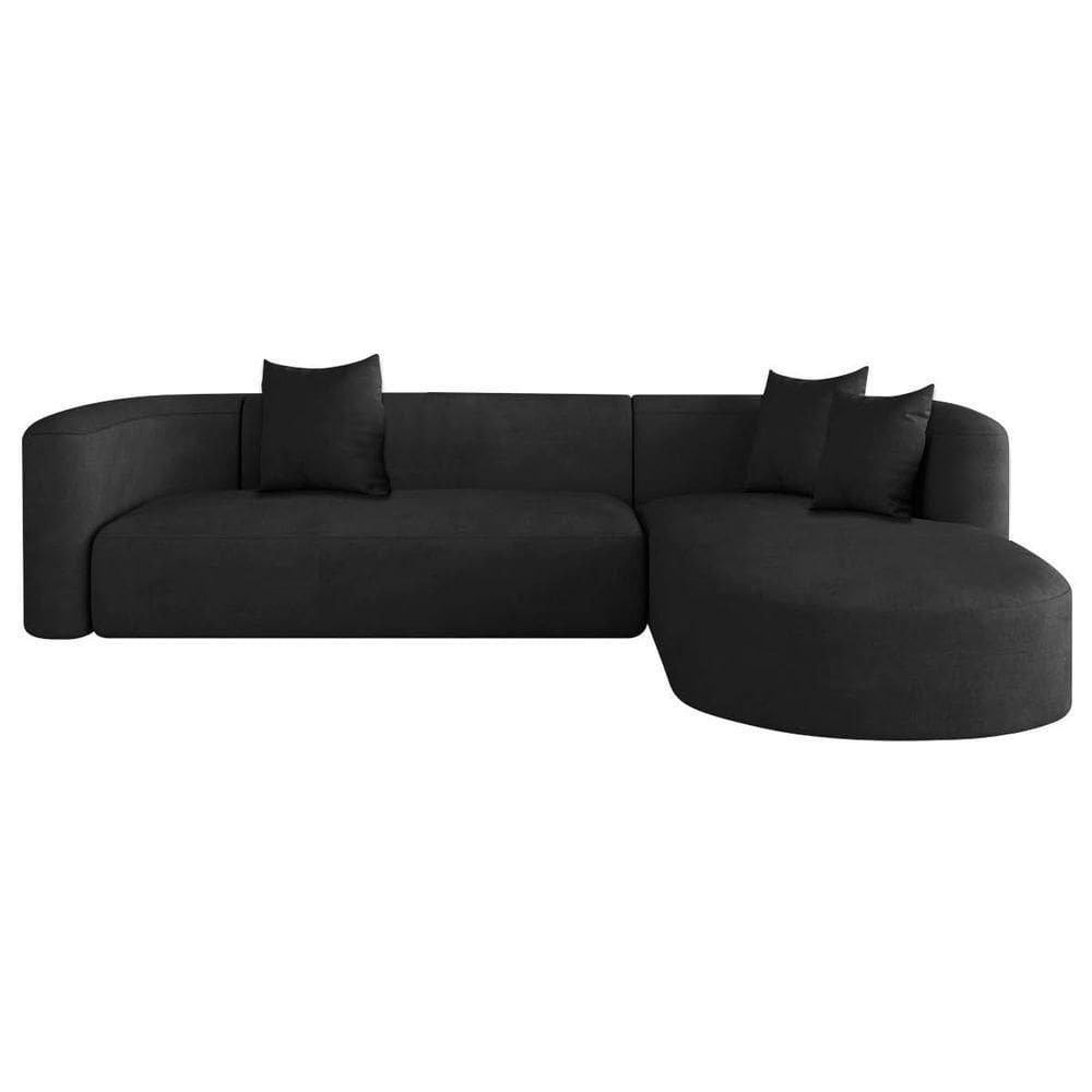 Sofá Modular Celinne Luxuoso Sala De Estar Decoração Luxo 265cm Bouclé Preto