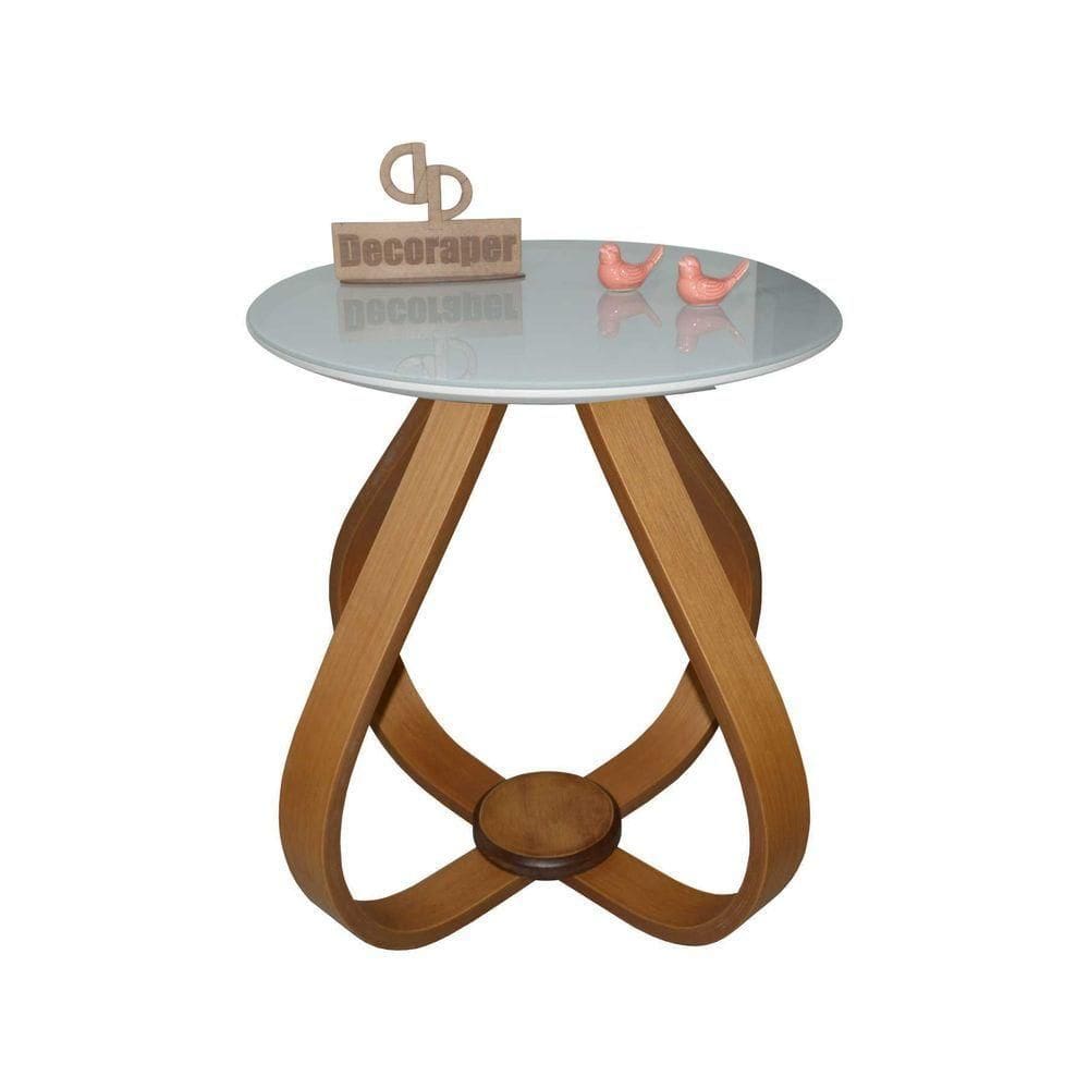 Mesa Lateral Cebola Com Vidro 45cm 50cm Off White