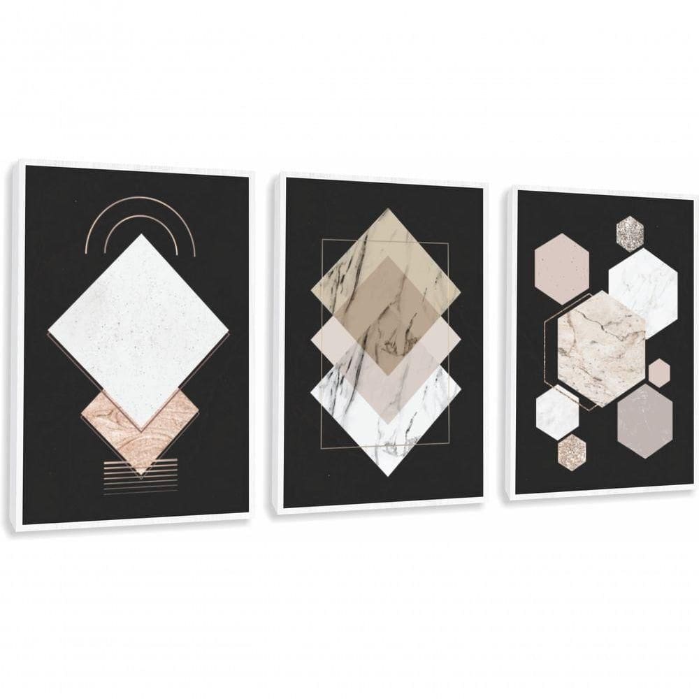Quadro Decorativo Geométrico Moderno Com Moldura Branco