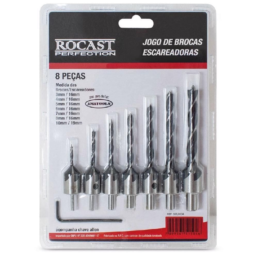 Jogo De Brocas Escareadoras 8 Peças  366,0004  - Rocast