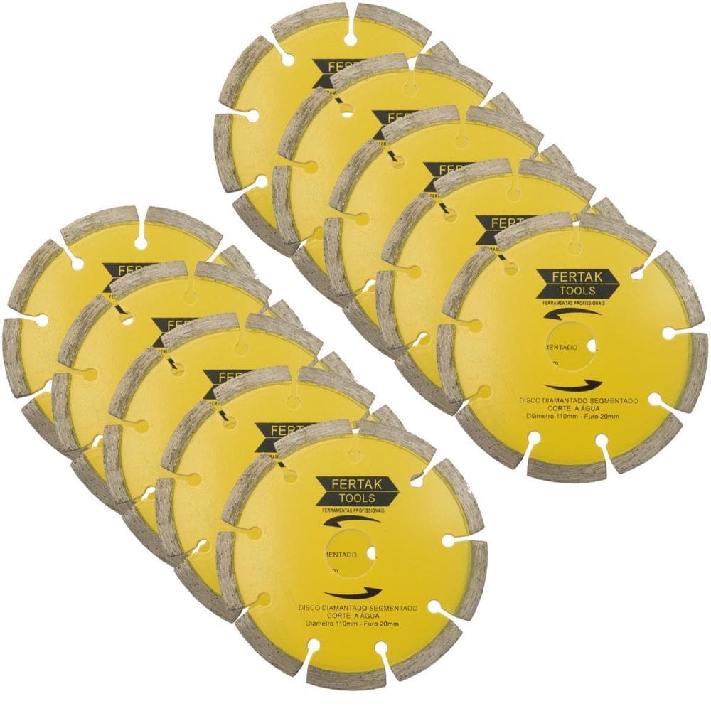 Disco De Corte Diamantado Segmentado 110X20Mm Kit 10 Un
