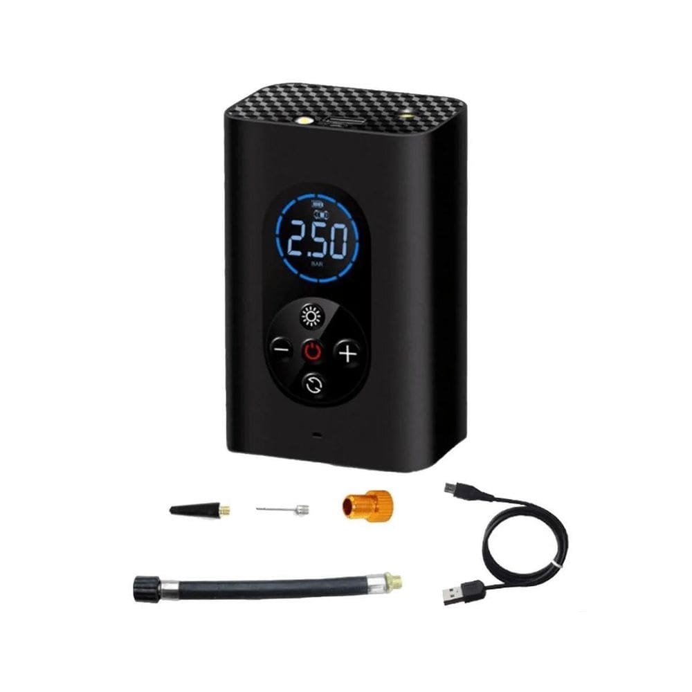 Compressor De Ar Portátil Preto Para Pneus De Bike E Carro