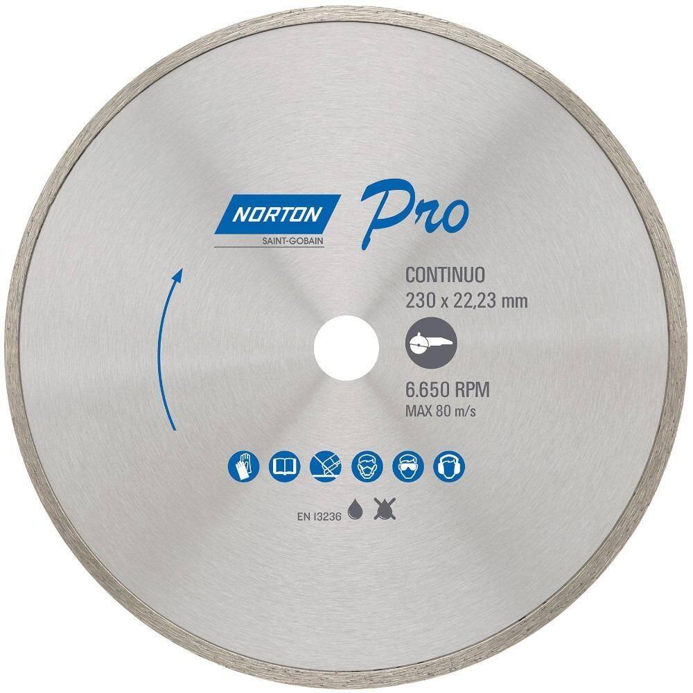 Disco Diamantado Liso 230X22,23 Mm Para Porcelanato - Norton