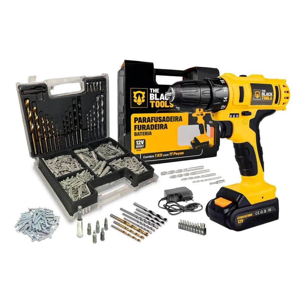 2X Parafusadeira Furadeira A Bateria Tb-12E The Black Tools