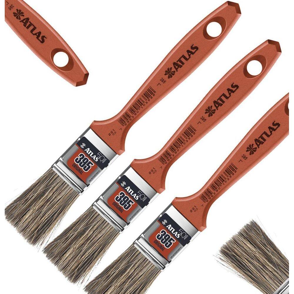 Pincel Trincha 25Mm Cerdas Gris Latéx E Acrílica Kit 03Un