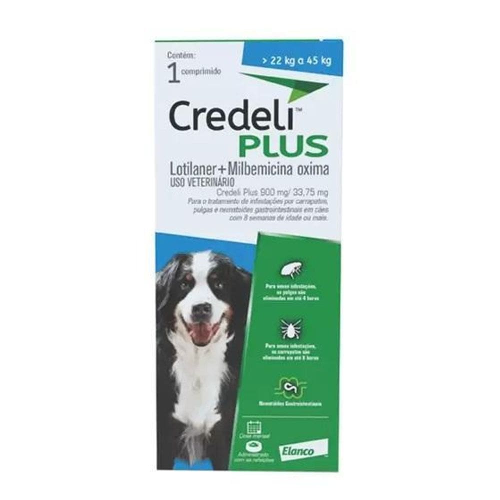 Credeli Plus 900Mg/33,75Mg Cães 22 A 45Kg C/1 Comprimido