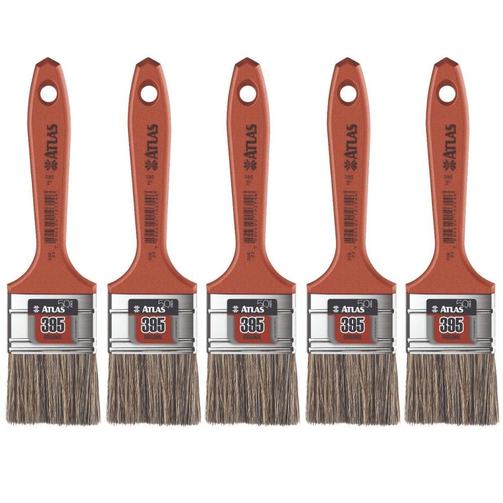 Pincel Trincha 50Mm Cerdas Gris Latéx E Acrílica Kit 05Un