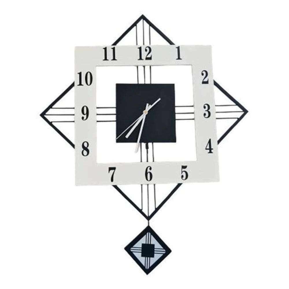 Relógio De Parede Retrô Vintage Preto E Branco Pendente 60Cm