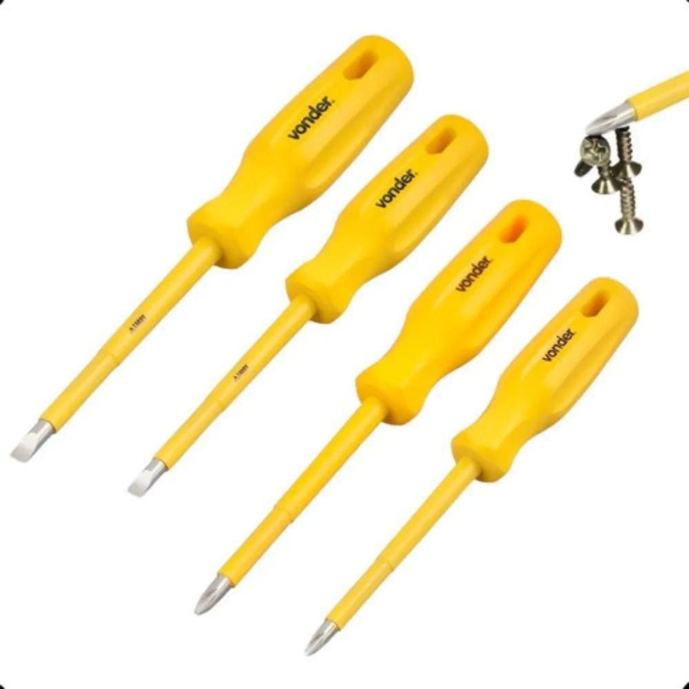 2X Jogo Chave Fenda/Phillips Isolada 1000V 4 Pçs Profissiona