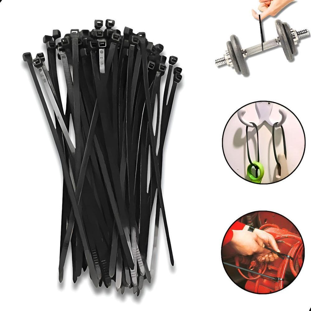 Abraçadeira De Nylon 20Cm X 7,6Mm Com 50 Unidades - Preta