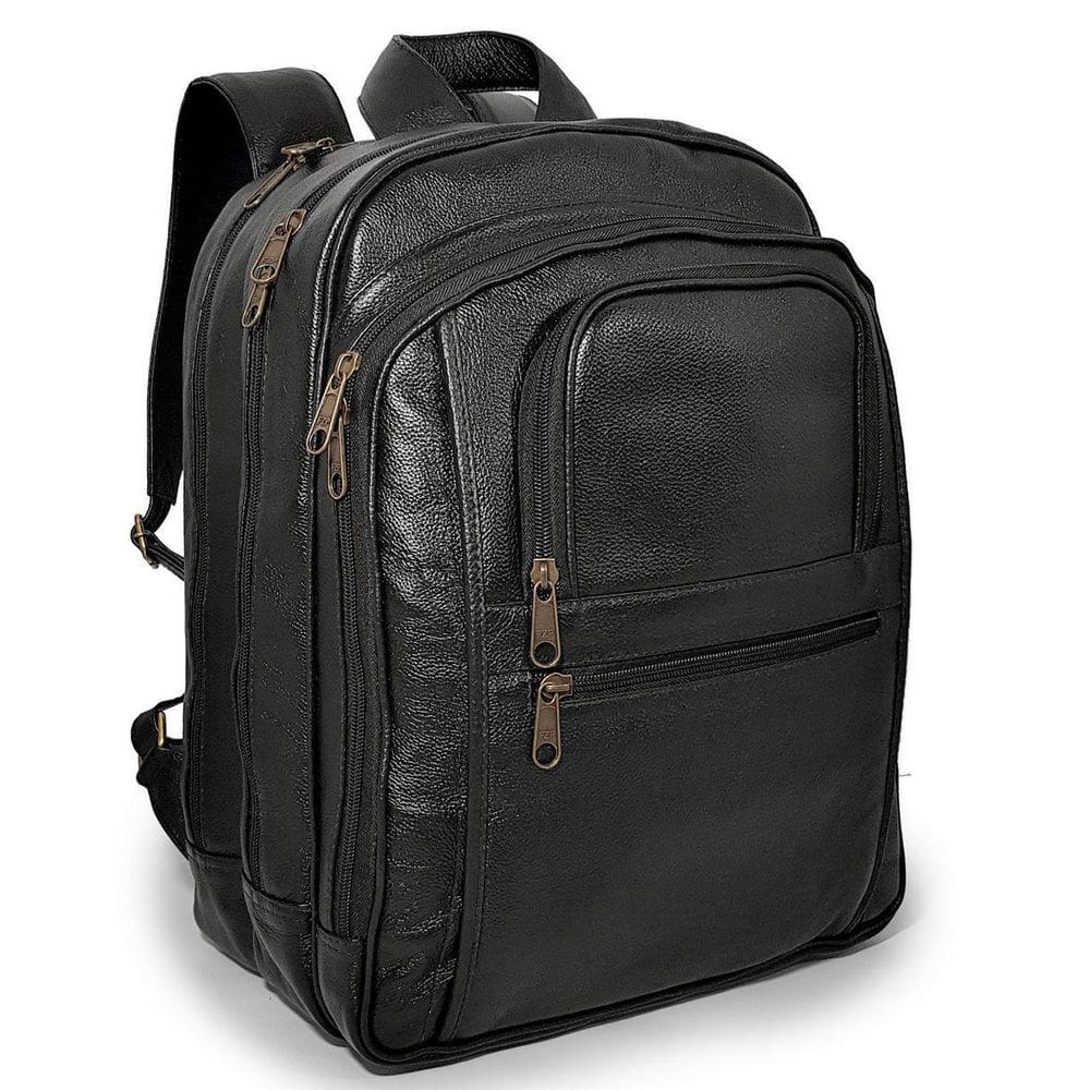 Mochila Executiva Grande De Couro Para Notebook Preto