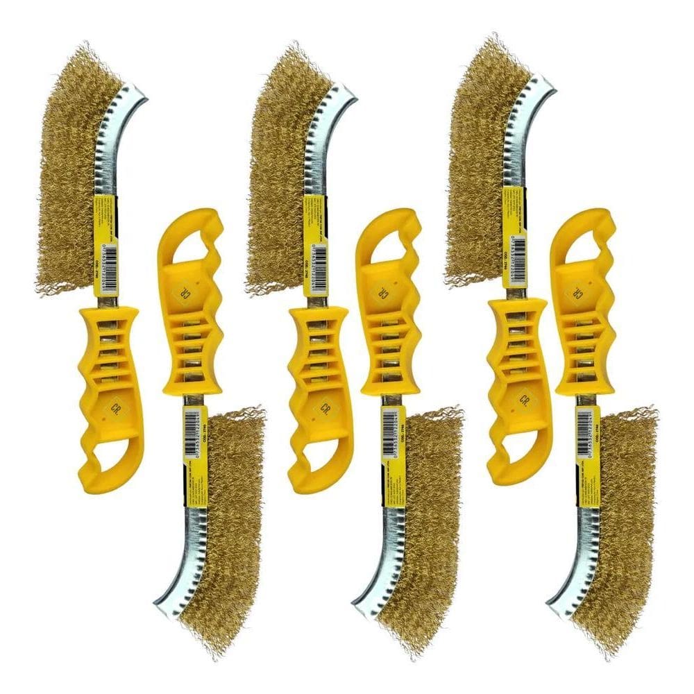 2X Kit 6 Escovas De Aço Com Cabo Para Limpeza De Churrasquei