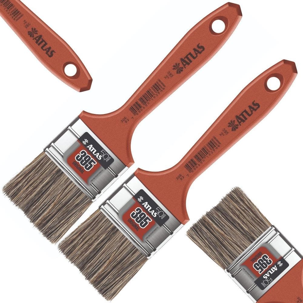 Pincel Trincha 50Mm Cerdas Gris Latéx E Acrílica Kit 02Un