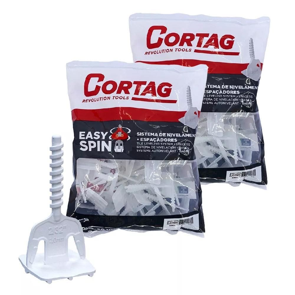 Kit 100 Espaçador Nivelador Piso Easy Spin Rosca 2Mm Cortag