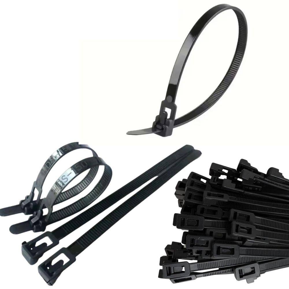 Kit 100 Abraçadeira Reutilizável Nylon Preta 5X300Mm