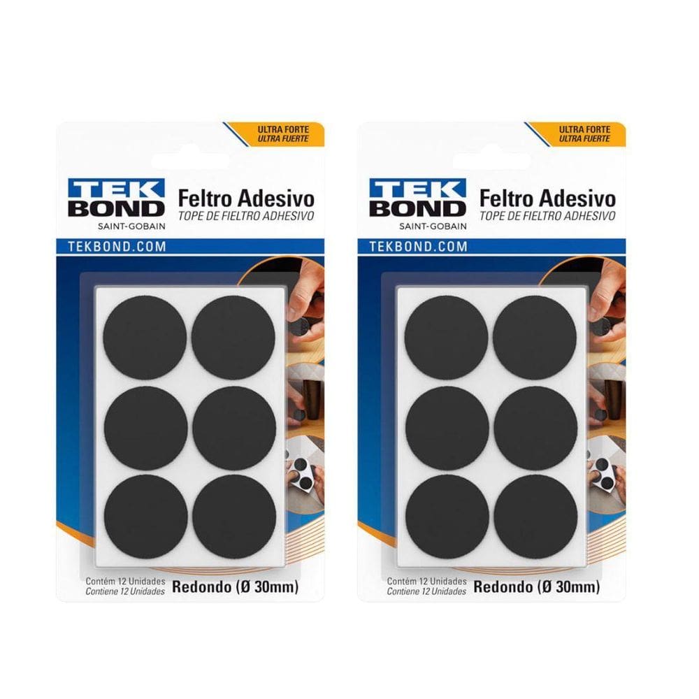 Kit 24 Protetor Feltro Adesivo Pé Cadeira Sofá Mesa Tekbond