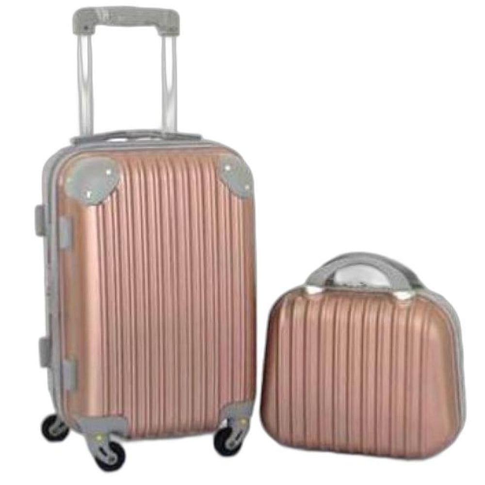 Mala De Viagem Media 23Kg + Frasqueira Com Abs Rodinhas 360