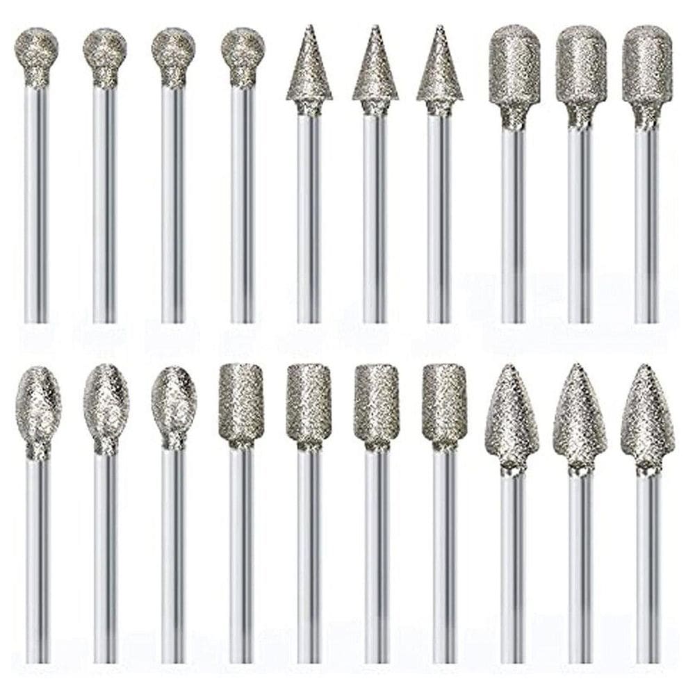 Kit 20 Pontas Diamantadas 3Mm Para Micro Retíficas Dremax