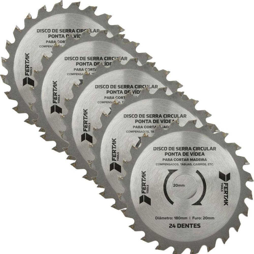 Disco De Serra Circular 24 Dentes 20X180Mm Kit 05 Un