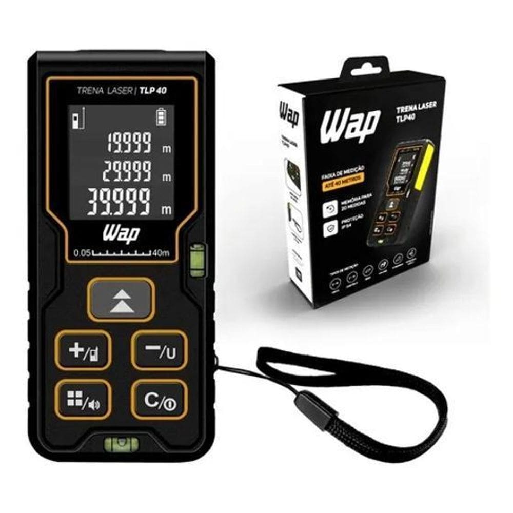 Trena Laser Digital 40 Metros A Pilha Aaa Tela Lcd Tlp40 Wap