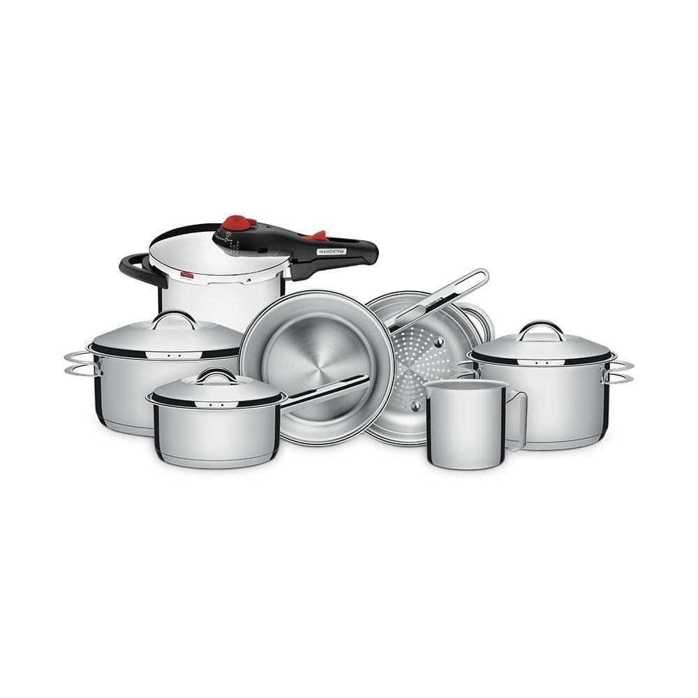 Panelas 6 Peças Inox E Panela Pressão 6L Solar - Tramontina