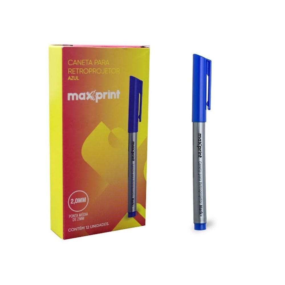 Caneta Retroprojetor Azul 2Mm Mark+ Marcador Cd/Dvd Maxprint