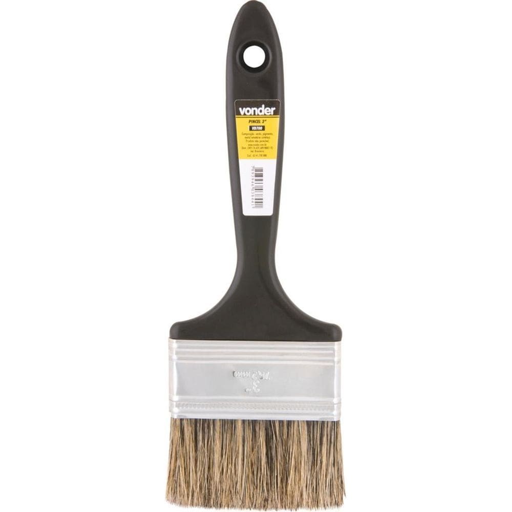 Pincel 4 Cerdas Gris Cabo Plástico Tintas Latéx Acrí Vonder