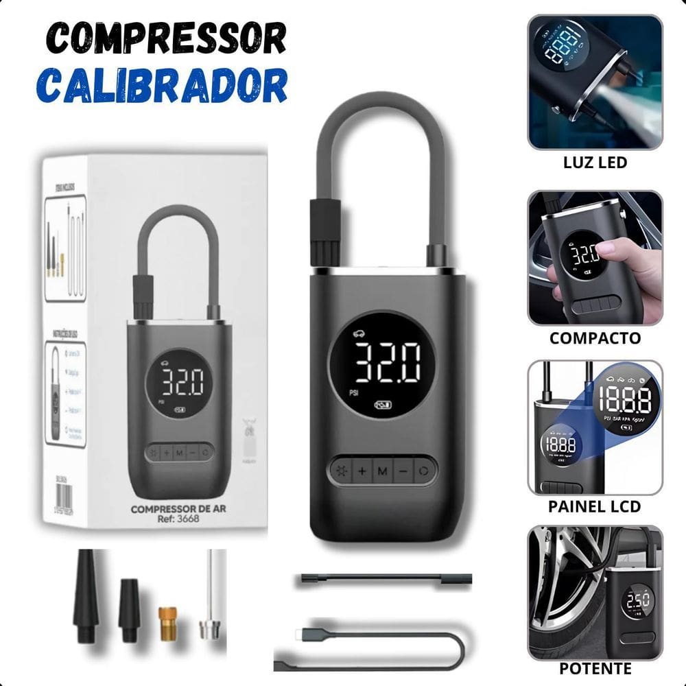 Compressor De Ar Portátil Recarregável Para Pneus