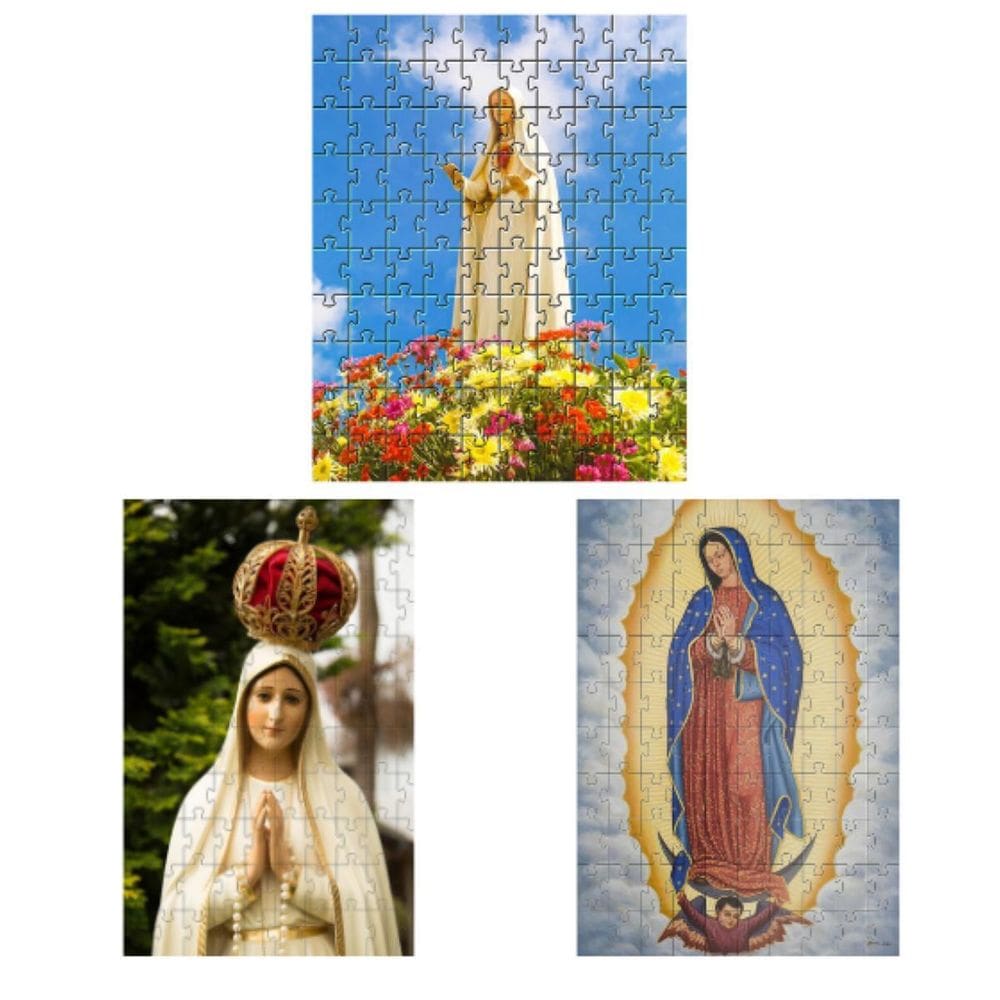 Kit 3 Quebra-Cabeças Nossas Senhoras Minha Mãe De 24 Peças
