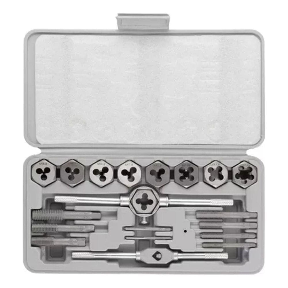 Jogo Macho Tarraxas 20Pçs Manual M3-M12 Macho E Fêmea Metal