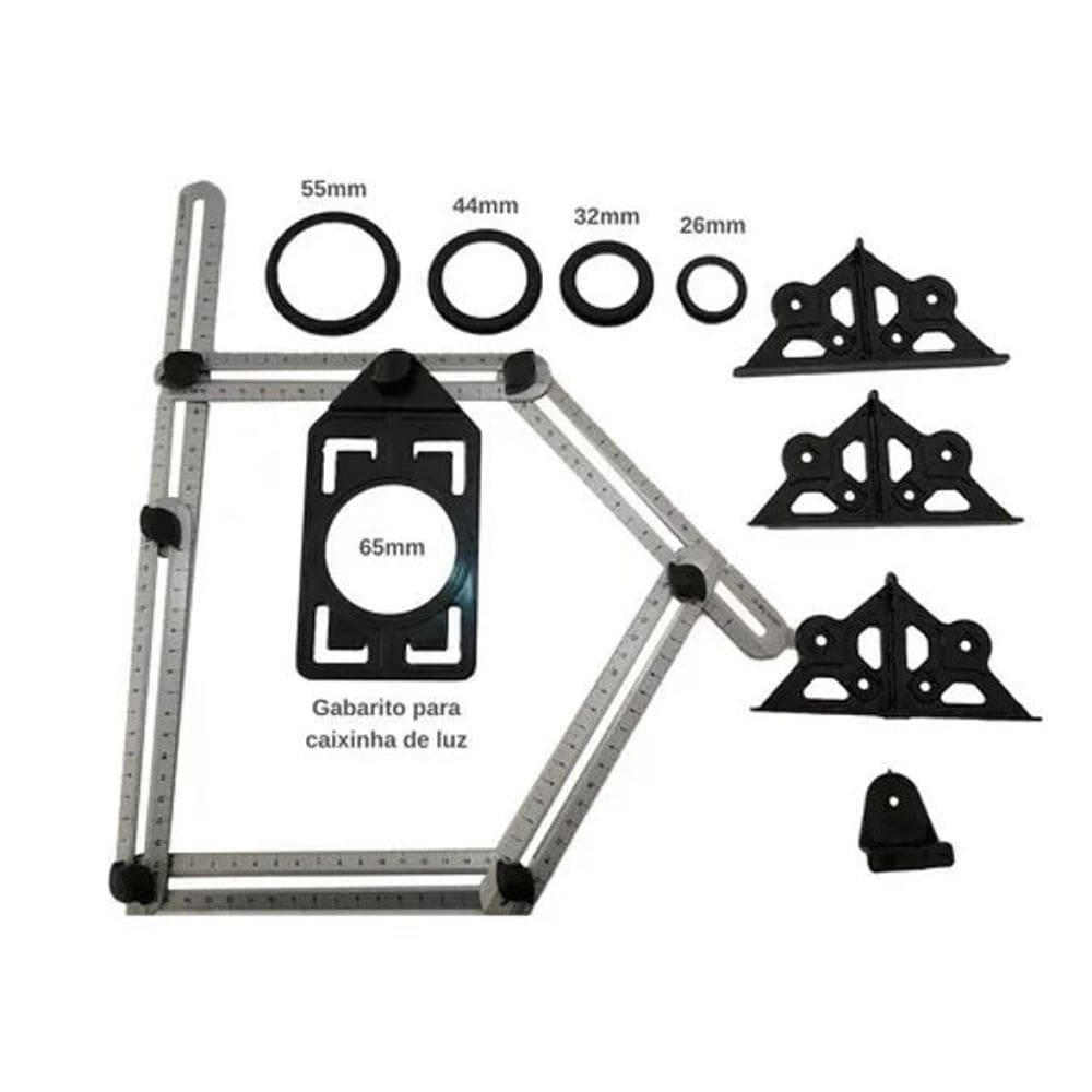 2X Régua Gabarito Multi Ângulo Marcador Furo Pisos Porcelana