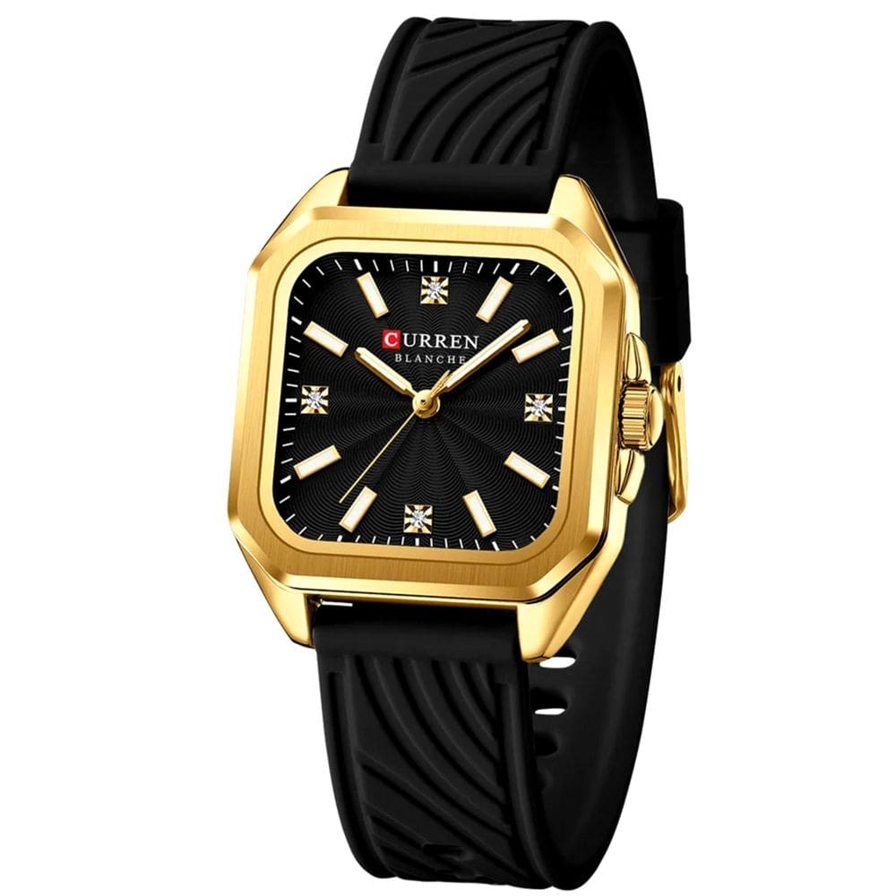 Relógio Feminino Minimalista Quadrado de Quartzo Casual Silicone