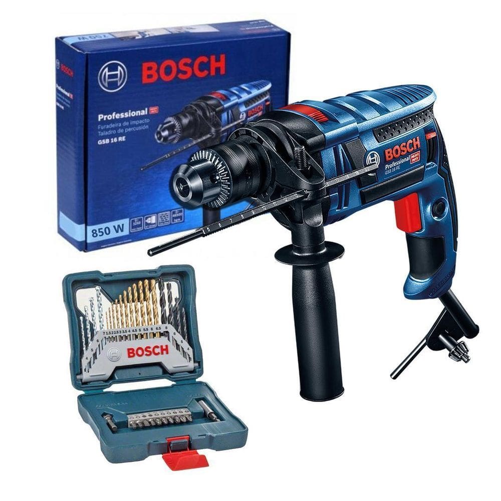 Furadeira De Impacto 1/2 Pol Gsb16Re 850W Bosch + Acess 110V