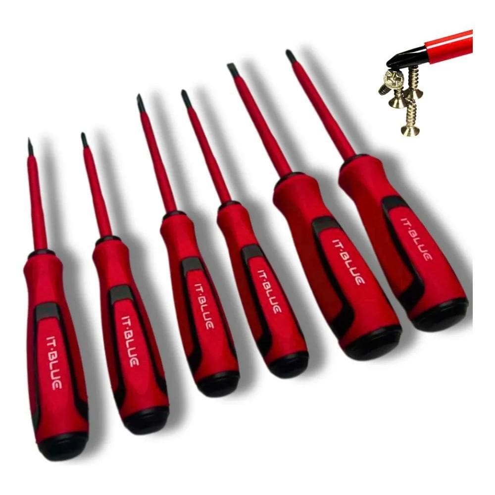 2X Kit Chave Philips Fenda Imantada 6 Pçs Isoladas Profissio