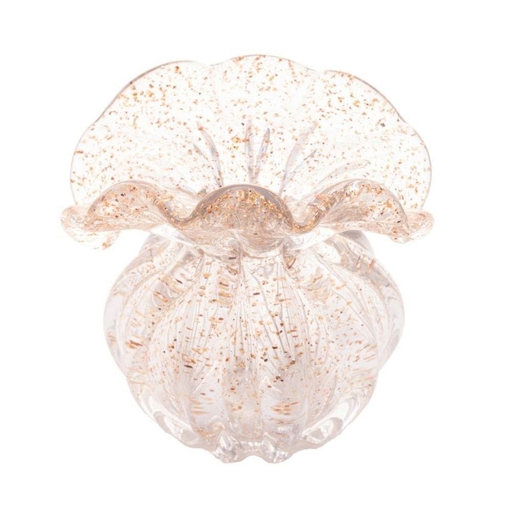 Vaso De Vidro Italy Dourado 13,5 X 14 Cm Lyor