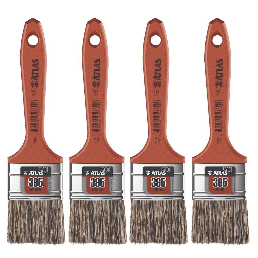 Pincel Trincha 50Mm Cerdas Gris Latéx E Acrílica Kit 04Un