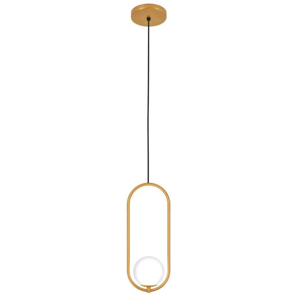 Kit 2 Luminárias Pendente Arco Globo Vidro Sala Cama Dourado