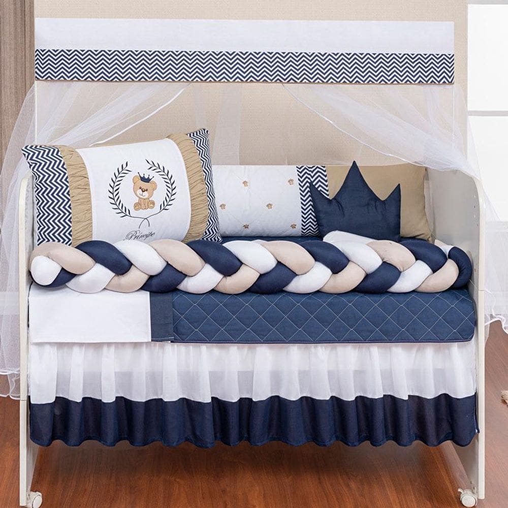 Kit Berço Protetor Impermeável 14 Peças Menino - 130x75 cm
